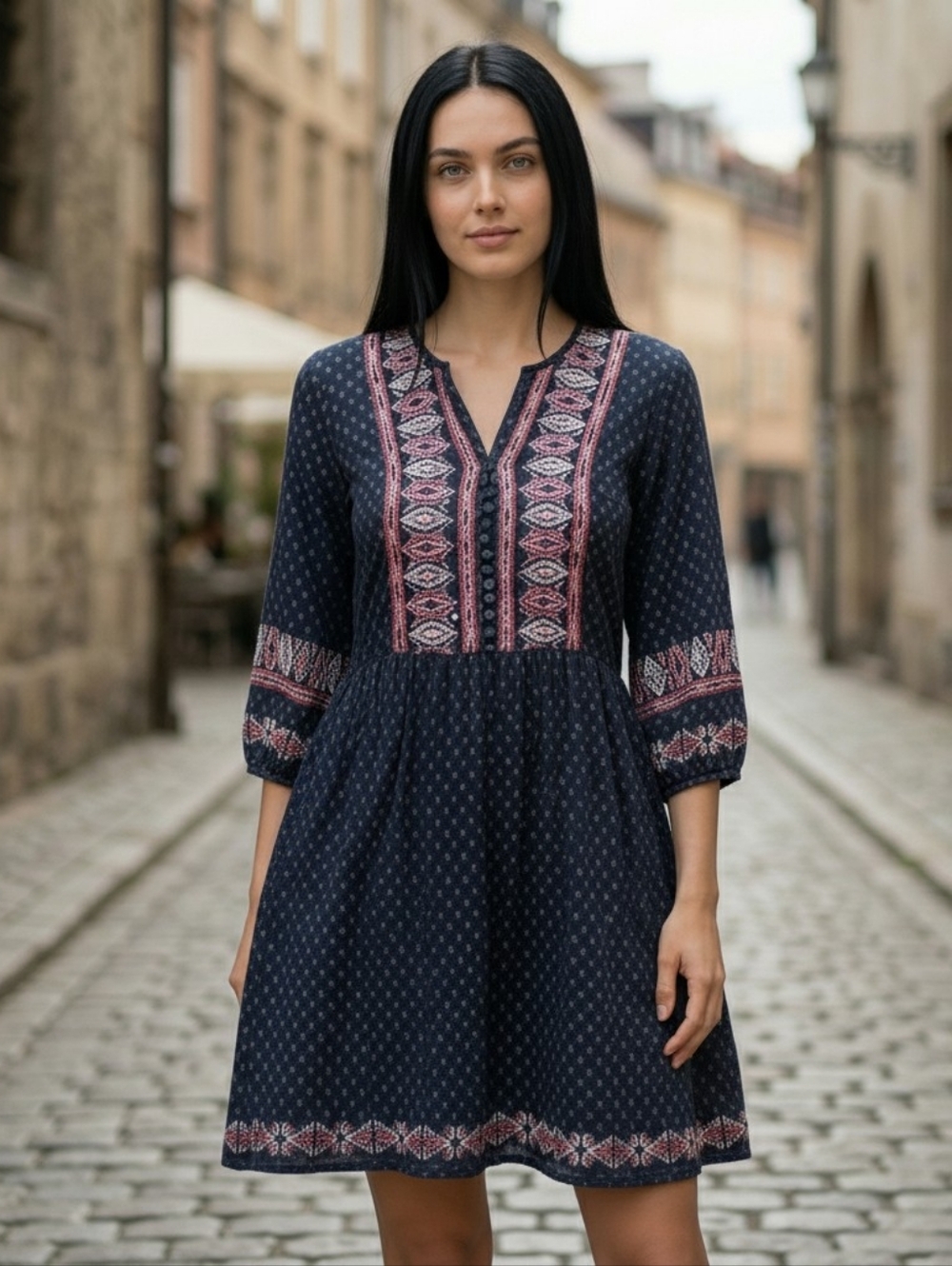 EUC Skies Are Blue Size Medium Beautiful Bohemian Embroidered Dress!!